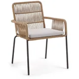 Natur24 4-er Set Stuhl Samanta 56 x 80 x 65 cm Seil Beige Stahl Schwarz
