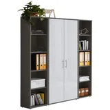 moebel-dich-auf Aktenschrank OFFICE EDITION (Set 3, abschließbar, Metallgriffe) Made in Germany grau
