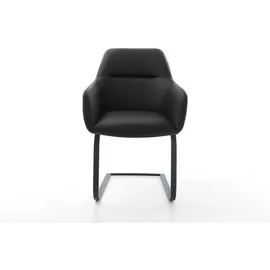 DeLife Freischwinger Pejo-Flex Echt-Leder Schwarz Freischwinger flach Schwarz Taschenfederkern