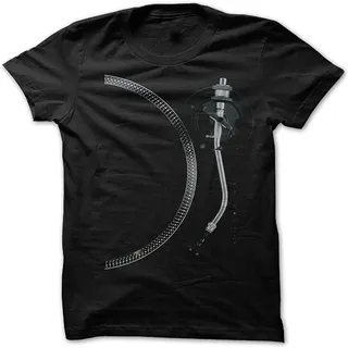 Turntable Tone Arm & Platter Men's Black T-Shirt Technics Vinyl Dj Black M - M