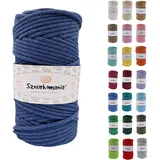 Sznurkomania, Geflochtene Baumwollkordel 5mm 100m, 46 Farben, Häkelkordel, Makramee Kordel, Makramee Garn, Premium Garn, Makramee Seil, (Jeans)