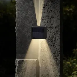 ideoon lights 4er Set LED Solar Wandleuchte Kunststoff 9,0 cm inkl. Akku & Sensor Warmweiss/Kaltweiss