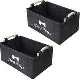 APOMOONS 2 Stück Grau Hundespielzeug Aufbewahrungskorb Mit Griff Faltbare Filz Aufbewahrungsbox Hundespielzeug Korb Organizer Box aus filz Für Speichern Snacks Kleinigkeiten Schmutzige Wäsche