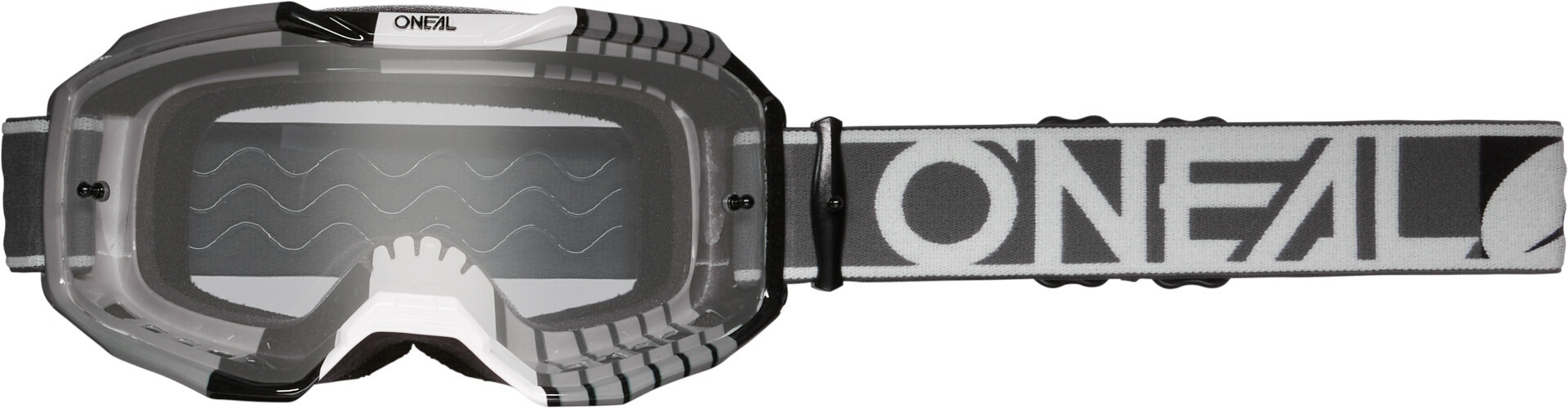 Oneal B-10 Duplex Clear Motorcross bril, zwart-grijs, Eén maat