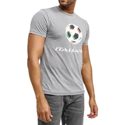RE:COVERED X FIFA Worldcup 1990 Herren T-Shirt mit großem Ball-Print Baumwoll-Shirt Deutschlands 3. WM-Titel Kurzarm-Shirt PCFFA134 Grau - S