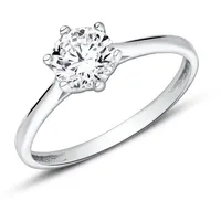 JEWLIX Verlobungsring 9K Weißgold Verlobungsring mit Zirkoniabesatz von JEWLIX silberfarben 50