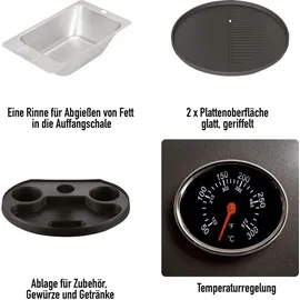 LUND Elektrogrill 2in1 2400 Watt silber schwarz