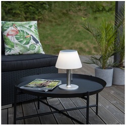 MARELIDA LED Außen-Tischleuchte LED Solar Tischleuchte H: 28cm 3 Helligkeitsstufen für Terrasse Balkon, LED Classic, warmweiß (2100K bis 3000K) weiß