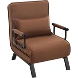 Woltu Schlafsessel 3 in 1 Leinen 65 x 78 x 75 cm Braun mit Kissen