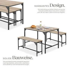 Tectake tectake® Sitzgruppe, 3-teilig, Industrial Style, mit höhenverstellbaren Kunststofffüßen