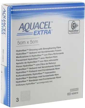 Aquacel Extra Hydrofiber Verband Mit Verstärkenden Fasern 5x5cm Stück 3