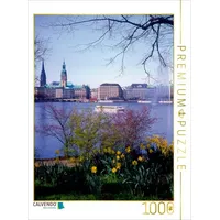 Calvendo Die Hamburger Skyline im Frühling Puzzle