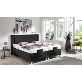 Westfalia Schlafkomfort Boxbett, schwarz, B:214cm L:214cm, Bezug der Obermatratze: 100% Polyester, abnehmbar und waschbar bis 60C;Box und Kopfteil: Mikrovelours (100% Polyester), WESTFALIA SCHLAFKOMFORT, Komplettbetten, Boxspringbett, mit Motor