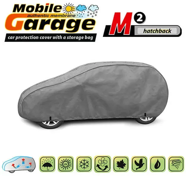 Hochwertige Abdeckung Kegel-Serie „Mobile Garage“, Größe M1 für Hatchback, 380–405 cm x 126–136 cm, grau