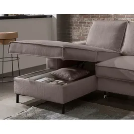 luma-home Ecksofa Récamiere Schlaffunktion Bettkasten Couch Polsterecke Cord Braun Taupe / 17225 - Braun