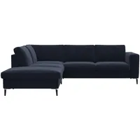 FLEXLUX Ecksofa »Fiore, L-Form«, breite Armlehnen, Füße Alu/schwarz, B/T 241/225 cm, Kaltschaum im Sitz blau