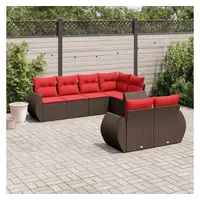 vidaXL Gartensofa-Set 7-tlg. Loungesofa braun