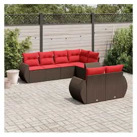 vidaXL Gartensofa-Set 7-tlg. Loungesofa braun