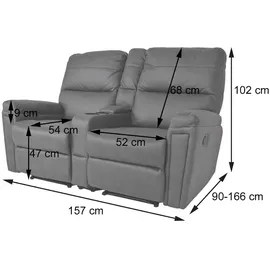 Mendler 2er Kinosessel HWC-K17, Relaxsessel Fernsehsessel Sofa, Nosagfederung Getränkehalter Fach ~ Stoff/Textil dunkelgrau