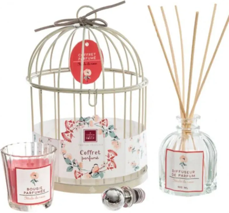 Atmosphera LOLA POESIE Geschenk Vogelkäfig - Kerze + Aroma - Rose