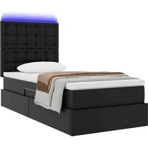 vidaXL Bett mit Stauraum und LED Schwarz 90 x 200 cm Kunstleder