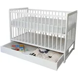 Kids Collective Babybett Weiß, Holz, Kiefer, 60x120 cm, Babymöbel, Babybetten, Gitterbett