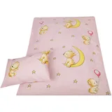 BestLivings Kinder Bettwäsche 100 x 135 cm & 40 x 60 cm - Bärchen Rosa