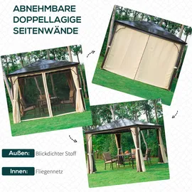 Outsunny Luxus Pavillon 3 x 3 m inkl. Seitenteile braun/natur