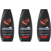 Schauma Koffein-Shampoo Karbon Kraft 5 (3x 400 ml), Haarshampoo mit Koffein aktiviert und stimuliert die Haarwurzel, Shampoo für kraftloses Haar