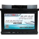 AGM Batterie 80AH Electronicx Marine Edition Boot Schiff Versorgungsbatterie 12V