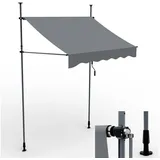 Onbest Klemmmarkise mit Handkurbel, 200x120 cm, Höhenverstellbar, Wetterfest, UV 50+ grau 200 cm x 120 cm