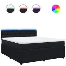vidaXL Boxspringbett mit Matratze Schwarz 180x200 cm Samt