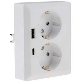 ChiliTec MILOS Schutzkontakt-Steckdose 2-fach 2in1, USB-A+C/PD, 16A/250V, weiß