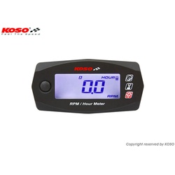 KOSO Mini 4 - Snelheid en bedrijfstijdmeter, zwart