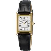 Seiko Damen-Armbanduhr Quarz mit Lederband Schwarz