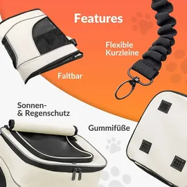 CADOCA CADOCA® Haustierrucksack bis 20 kg verstellbare Gurte faltbar Kurzleine Haustier Tragetasche Katze Hund Rucksack Beige