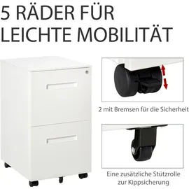 Vinsetto Aktenschrank mit 2 Schubladen Abschließbarer Rollschrank