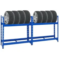 Proregal Reifenregal Stahl 100x110x35 cm blau bis zu 16 Reifen
