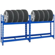Proregal Reifenregal Stahl 100x110x35 cm blau bis zu 16 Reifen