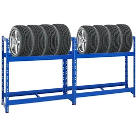 Proregal Reifenregal Stahl 100x110x35 cm blau bis zu 16 Reifen