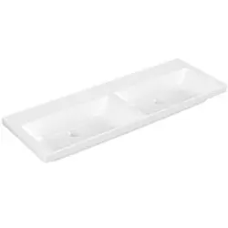 Villeroy und Boch Subway 3.0 Schrank-Doppelwaschtisch 4A71D301 130x47cm, ohne Hahnloch/ohne Überlauf, weiß