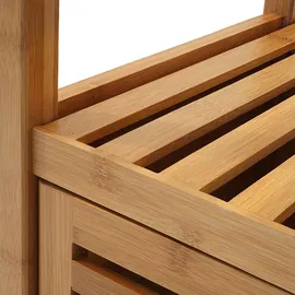 Mendler Badregal HWC-B18, Badezimmer Badschrank Standregal mit Tür, Bambus ~ 80x36x34cm