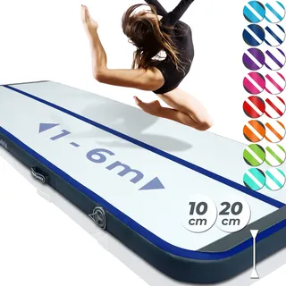 VENDOMNIA Airtrack Matte, 10/20cm hohe aufblasbare Gymnastikmatte in Länge 1/2/3/4/5/6/7/8 m, mit elektrischer Pumpe & Tasche, Tumbling Matte, Turnmatte, Trainingsmatte, Fitnessmatte, Sportmatte,Yoga