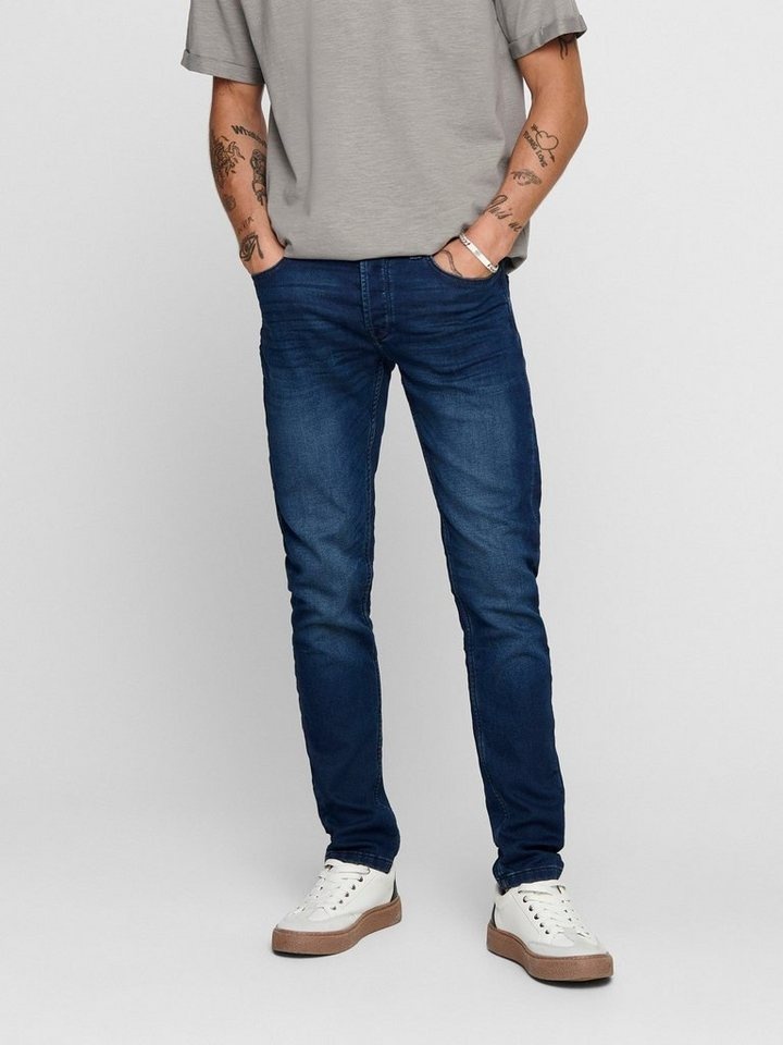 ONLY & SONS Slim-fit-Jeans Slim Fit Jeans Basic Hose Denim Pants ONSLOOM Stoned Washed (1-tlg) 3968 in Blau-2 blau 28W / 32LARIZONAS