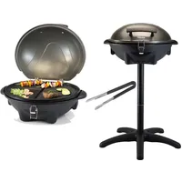Tristar Elektro-Standgrill, 2200 W, & Tischgrill mit Deckel, Kugelgrill Balkon, elektrischer Camping-Grill schwarz