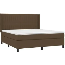 vidaXL Boxspringbett mit Matratze & LED Dunkelbraun 180x200 cm Stoff