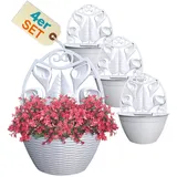 GarPet Blumentopf 4er Set Blumentopf Wand Topf Vase Pflanzen Halterung Weiß Rattan