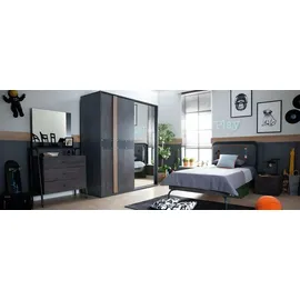 JV Möbel Kinderzimmer-Set Grau aus Holz mit modernem Design
