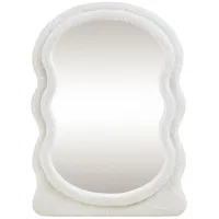 [en.casa] Wandspiegel Brummen mit Teddystoff-Rahmen 80x60 cm Weiß