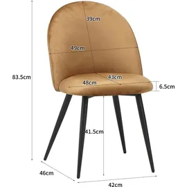 Albatros Esszimmerstuhl CAPO Samt braun 4er Set